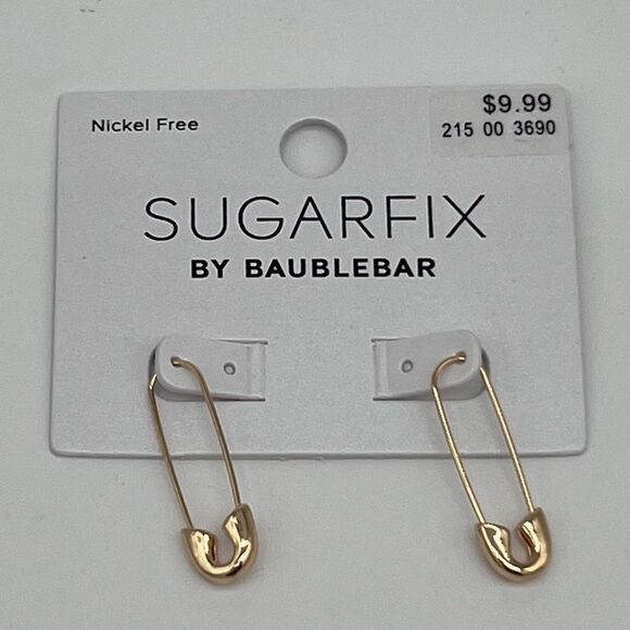 SUGARFIX by BaubleBar Gold Safety Pin Threader Earrings in Gold - Picture 2 of 4